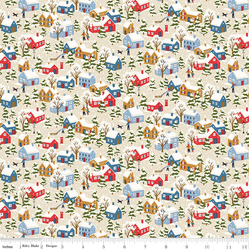 FESTIVE GREETINGS Festive Village B Yardage