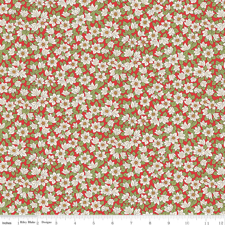 FESTIVE GREETINGS Peaceful Poinsettias B Yardage