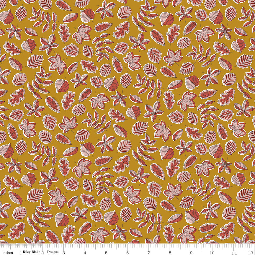 Liberty Autumn Woodland Leaf Flutter C Yardage