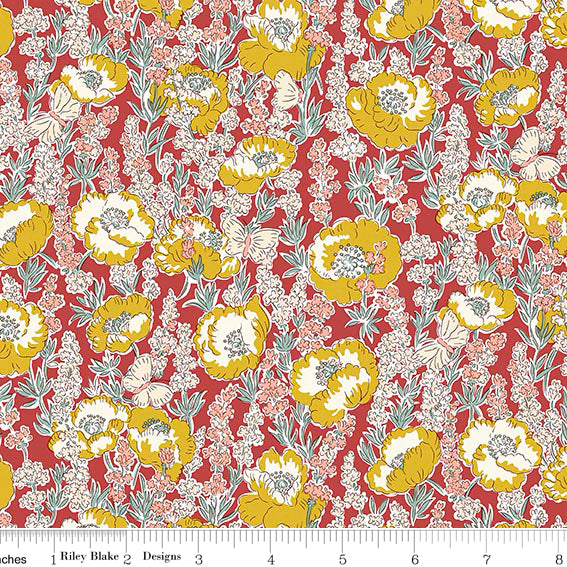 LIBERTY MEADOW FLOWERS Poppy Breeze B Yardage