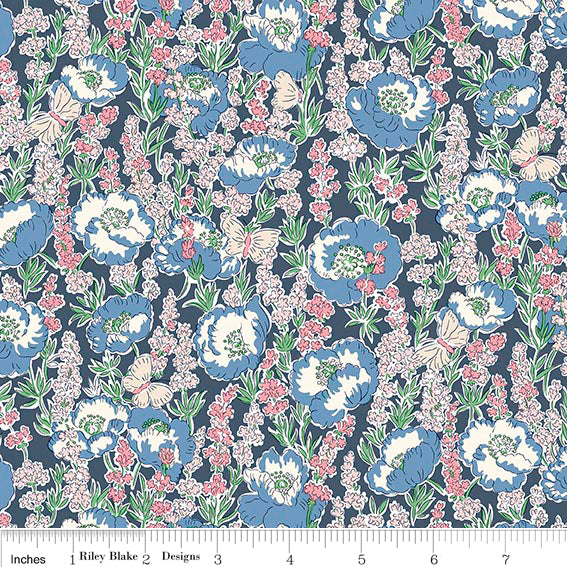 LIBERTY MEADOW FLOWERS Poppy Breeze C Yardage