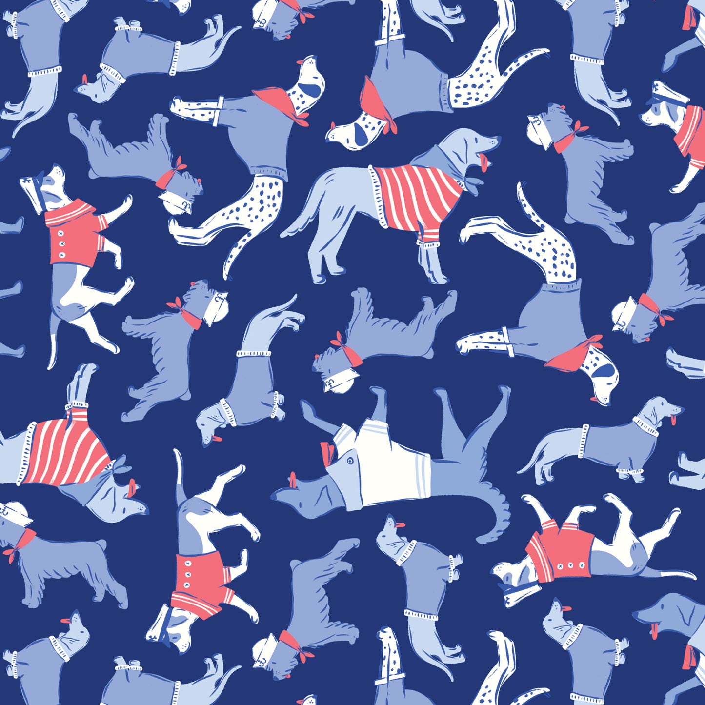 STARS STRIPES & SUN Sun's Out, Tongues Out Navy Yardage