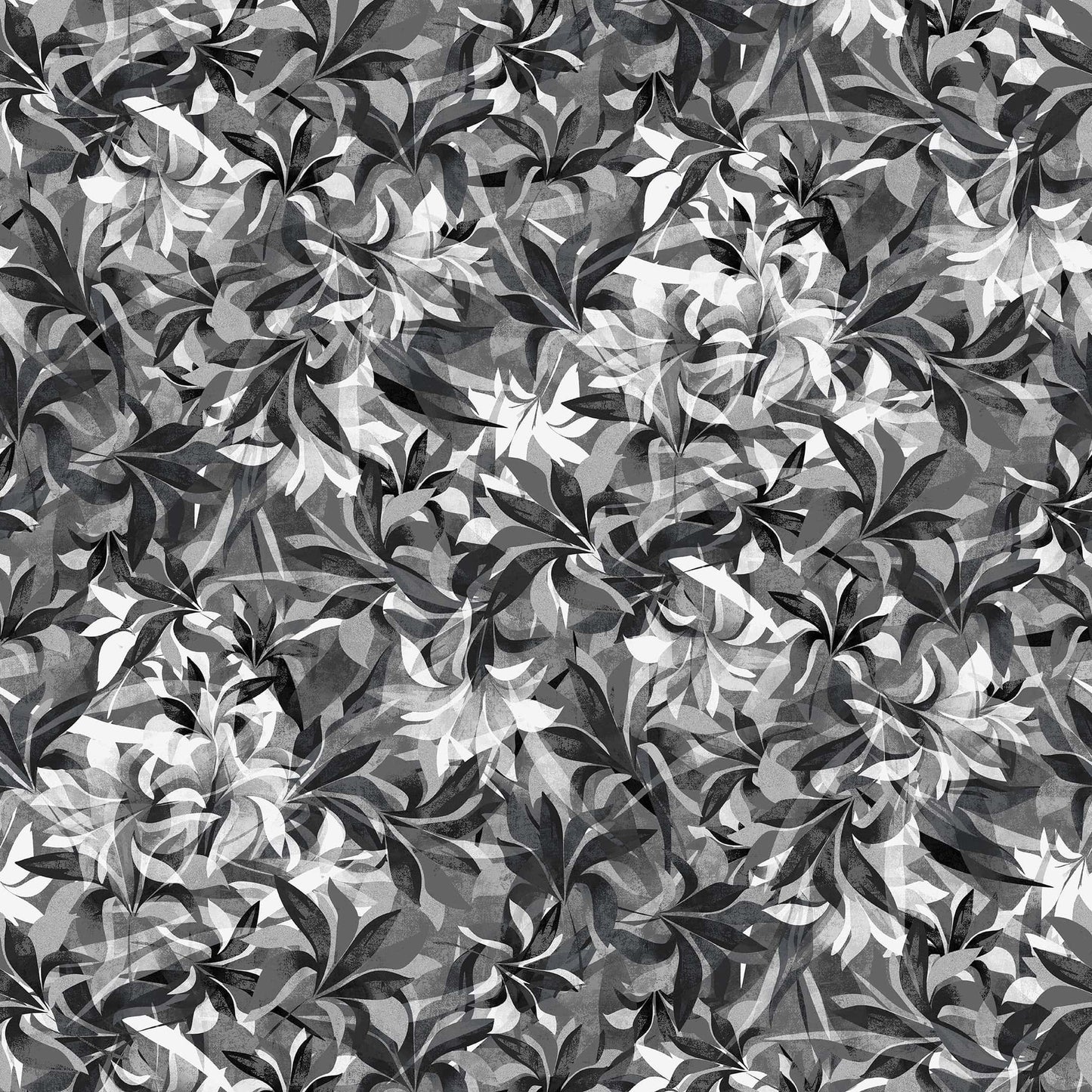SHADOW LEAVES Black 108" Wide Yardage