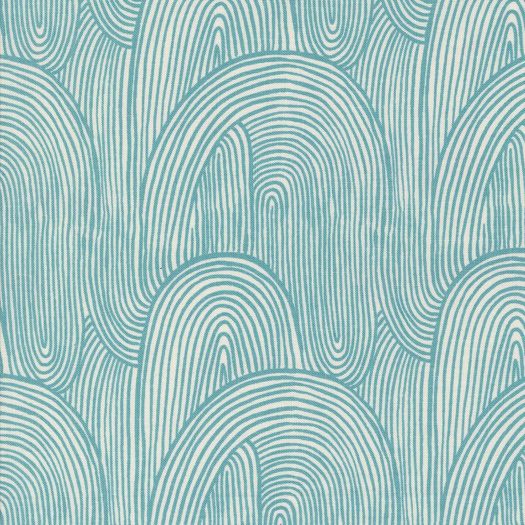THINGS ABOVE Wavy Whirl Teal Yardage