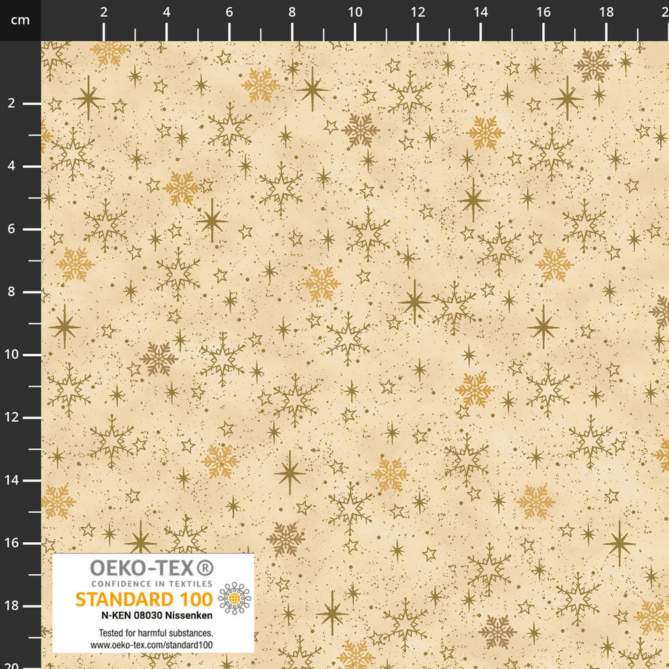 SNOW CRYSTALS Snow Crystals Beige Metallic Yardage