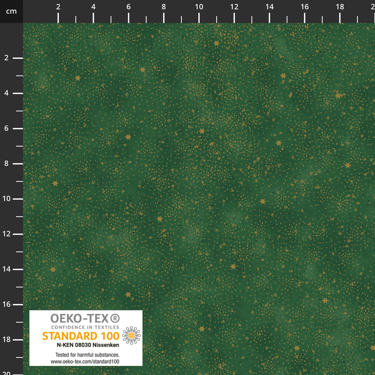 SNOW CRYSTALS Small Dots & Stars Green Metallic Yardage