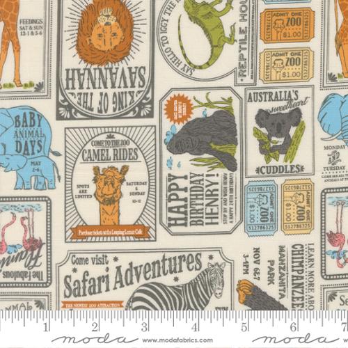 ANIMAL PARK FUN Vintage Zoo Dove Yardage
