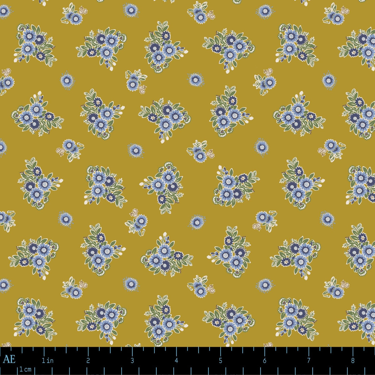 August Ellery Creme De La Crayon Threadwork Trellis Delft Olive Yardage