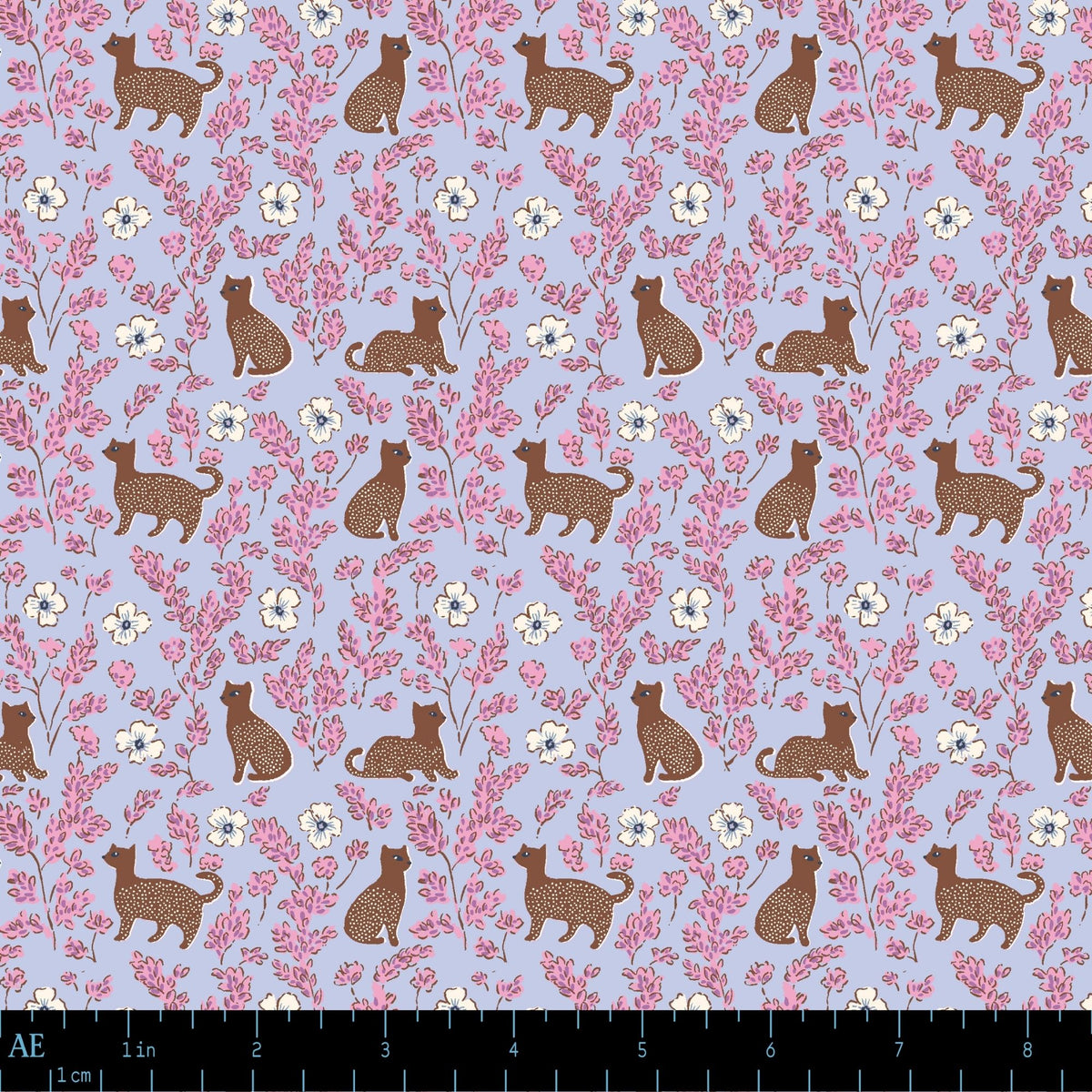 August Ellery Meadow Hedgrow Cats Storybook Taffy Yardage