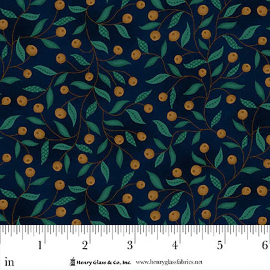 FLOWER POT PRINTS Berry Briar Navy Yardage