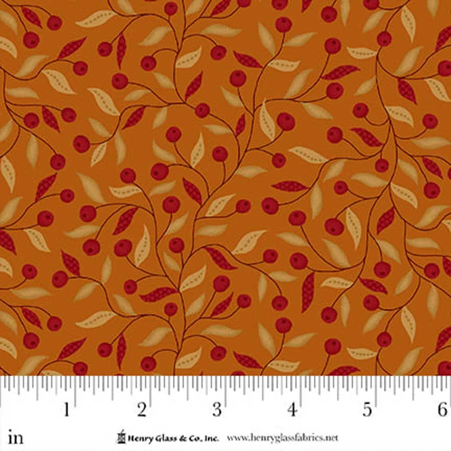FLOWER POT PRINTS Berry Briar Orange Yardage