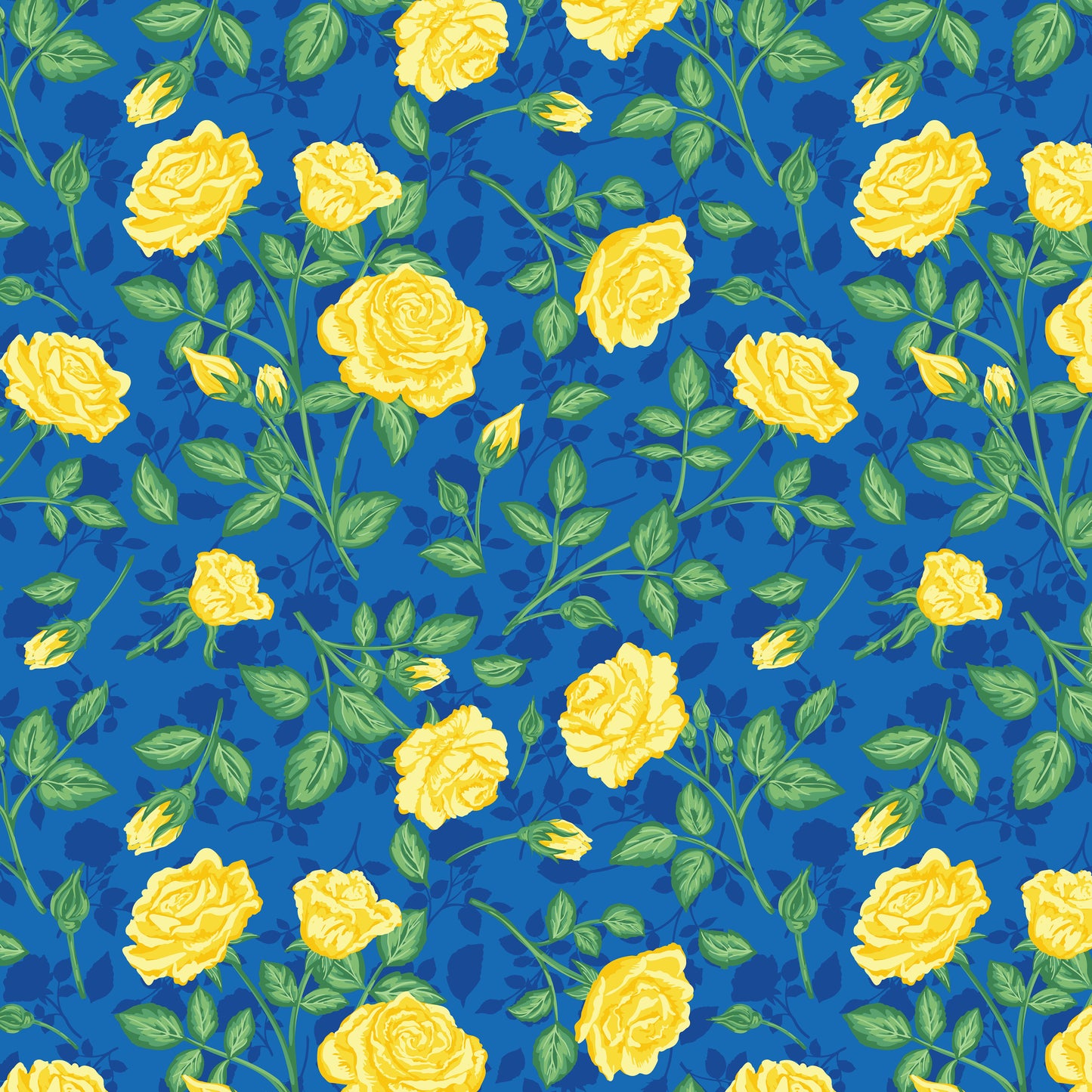 3 1/4yard FRIENDSHIP FLORALS Roses Cobalt