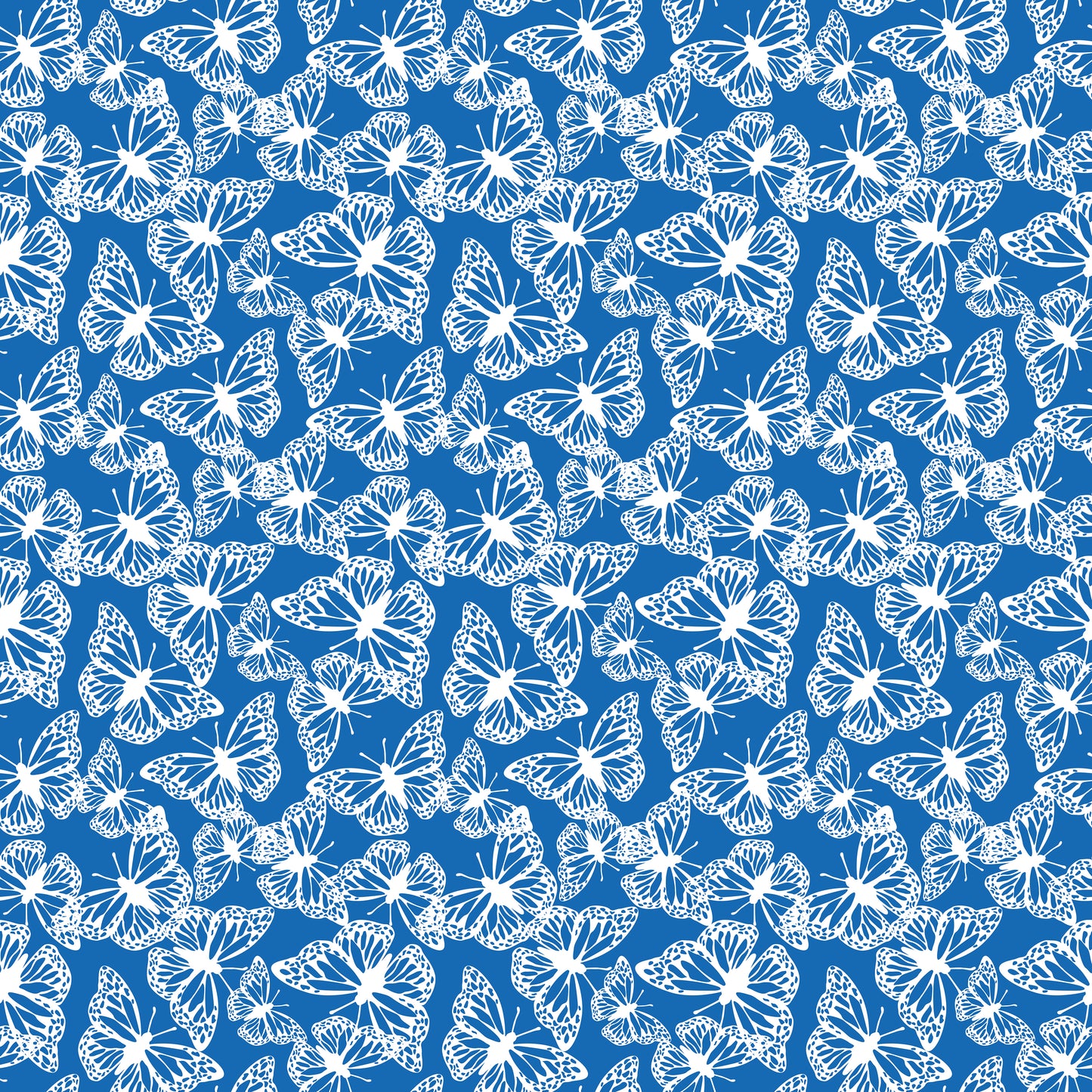 FRIENDSHIP FLORALS Butterflies Cobalt Yardage