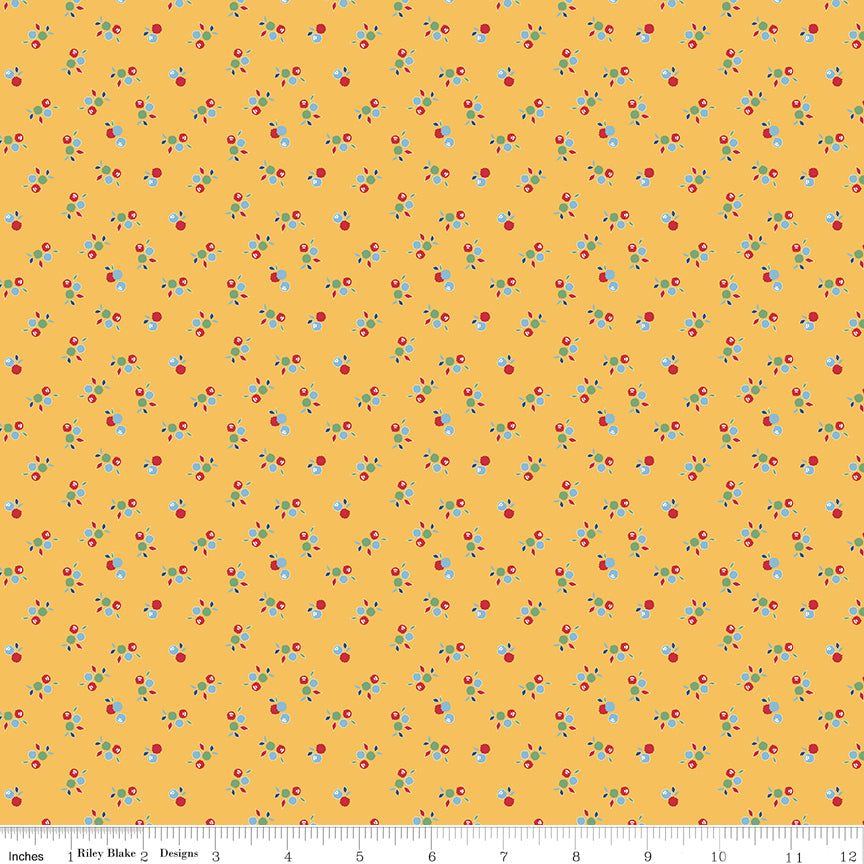 SIMPLE PLEASURES Kitchen Flowers Yellow Yardage