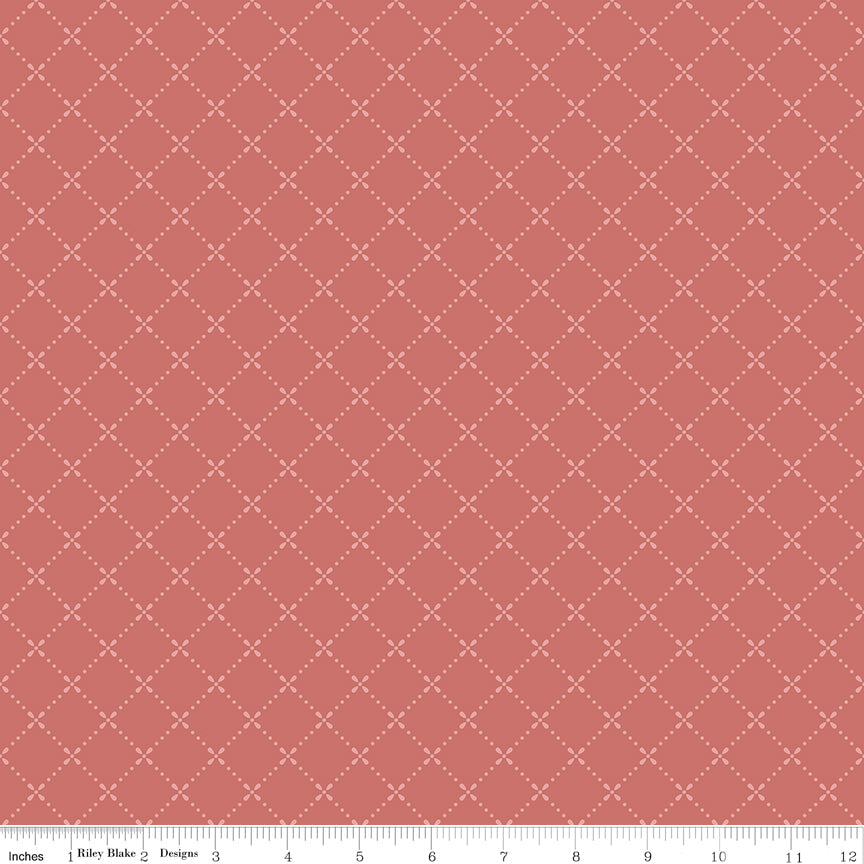 MARY CATHERINE Grid Faded Red Yardage