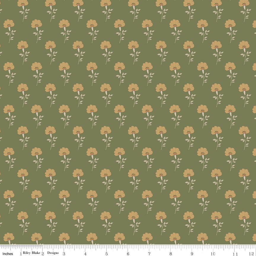 THREADS OF GRACE Flora Green Yardage