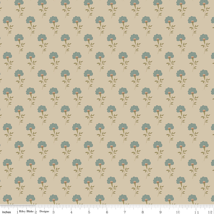 THREADS OF GRACE Flora Taupe Yardage