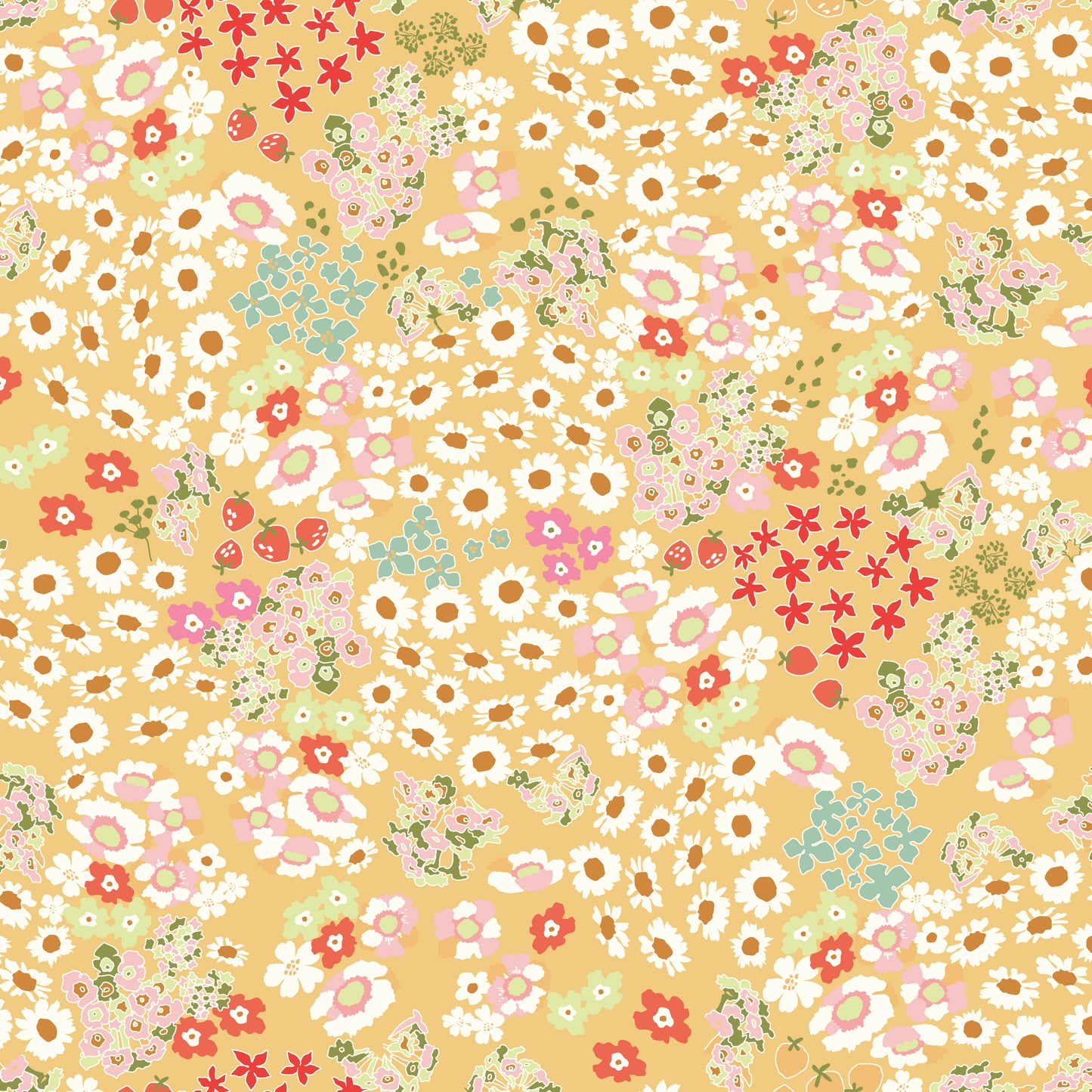 COTTON NOOK Flowerbed Yellow Yardage