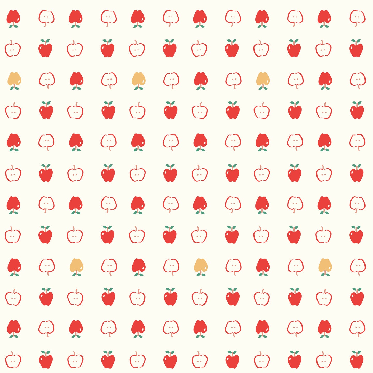COTTON NOOK Apples Vintage White Yardage