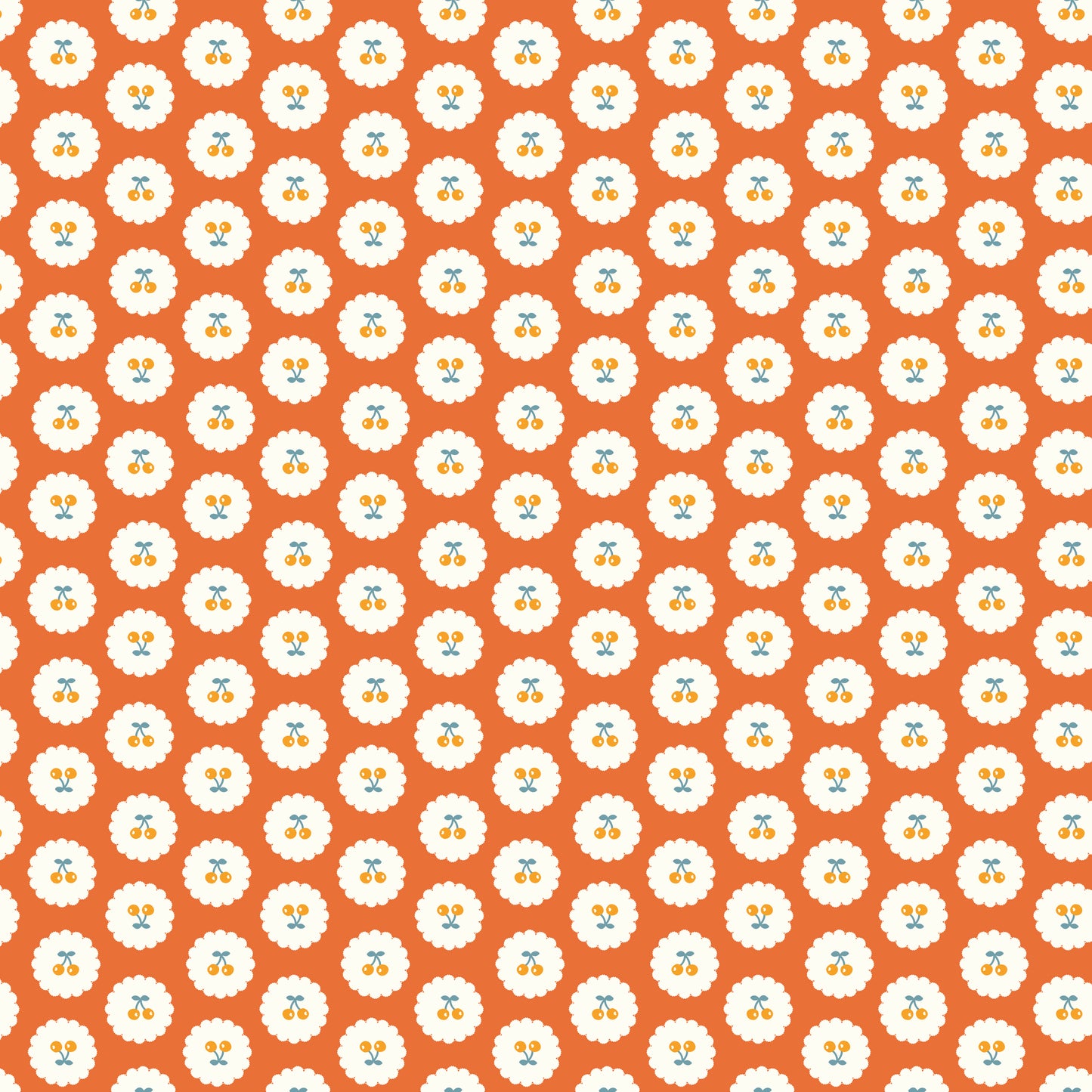 COTTON NOOK Cherries Orange Yardage
