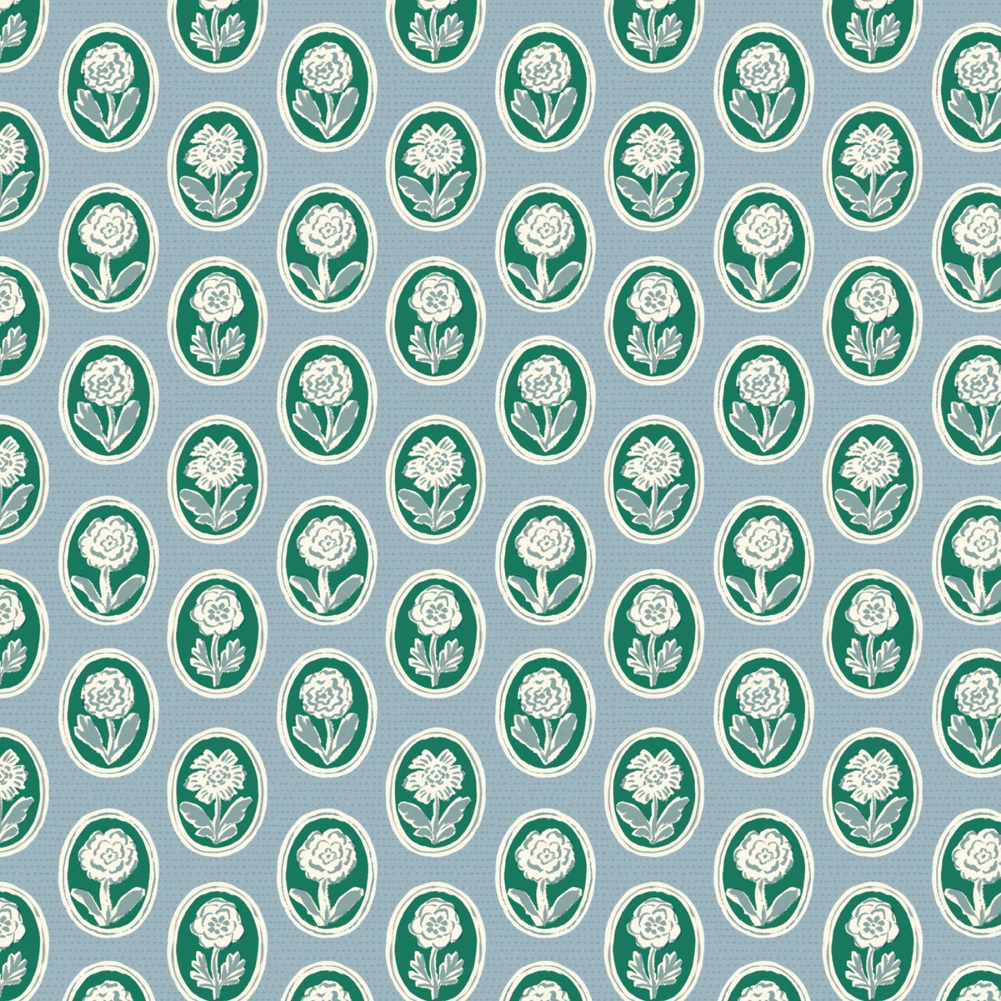 HAPPY HOMESTEAD Pressed Flowers Blue/Green Yardage