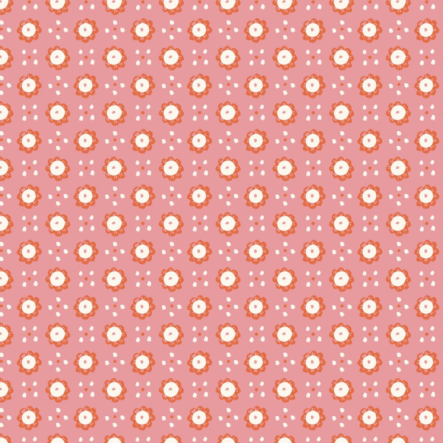 3 3/4 Yards HAPPY HOMESTEAD Wildflowers Pink/Orange Remnant