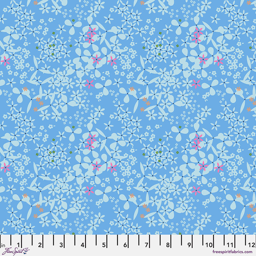 1 1/8 yards MARKET DAYS Doodah Blue Remnant