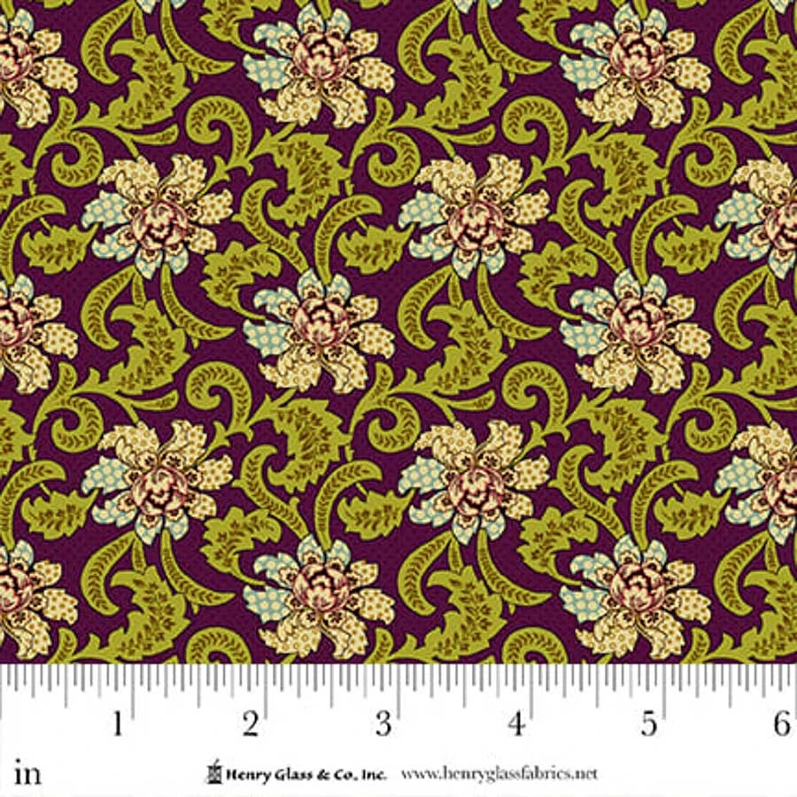 FLOWER POT PRINTS Fancies and Foulards Plum Yardage