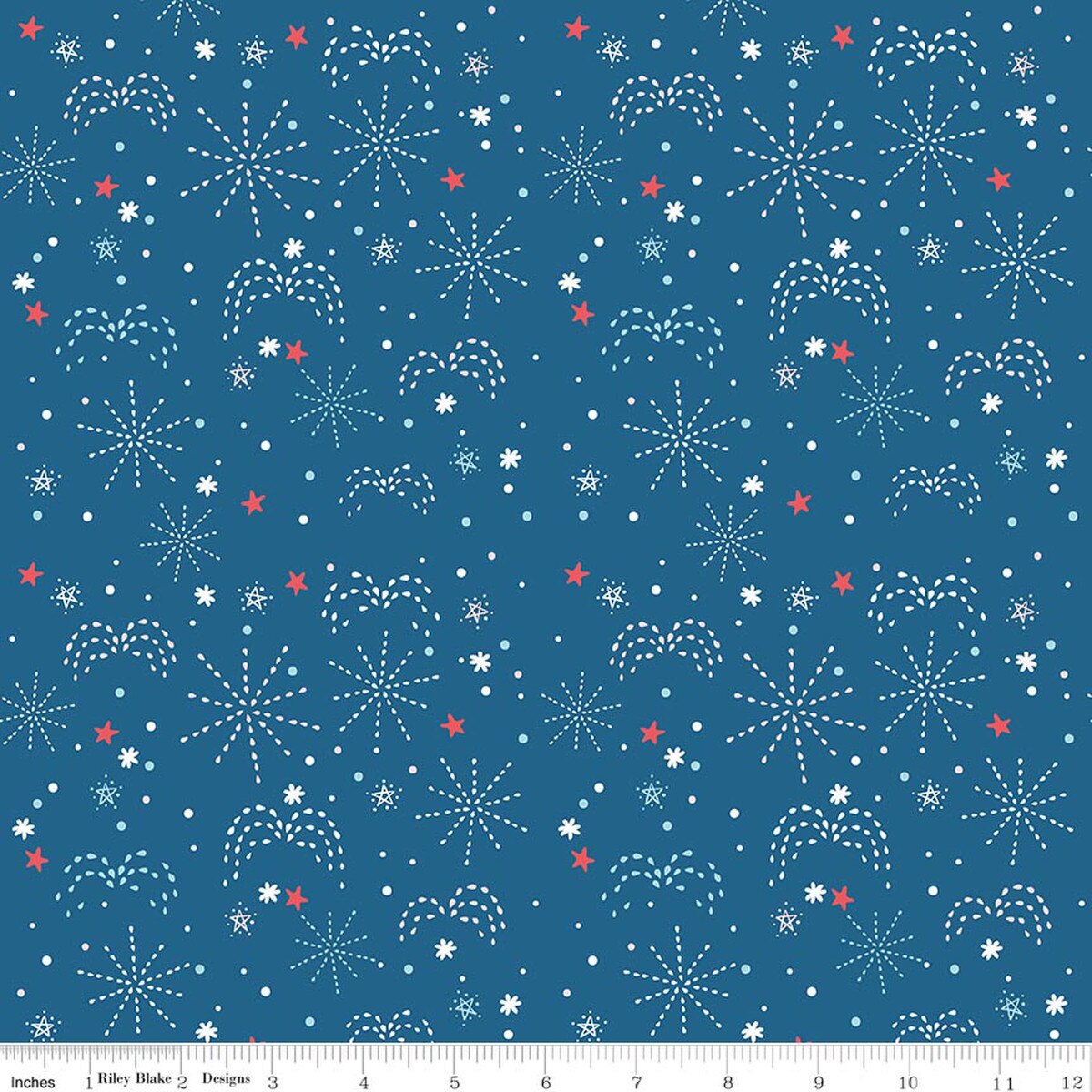 FIREWORK FIELDS Fireworks Coastal Blue Yardage