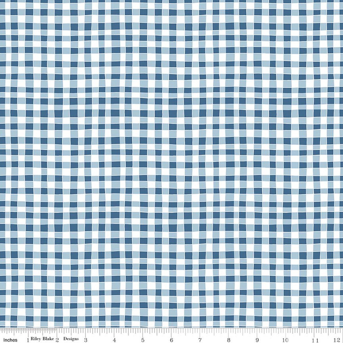 FIREWORK FIELDS Gingham Blue Yardage