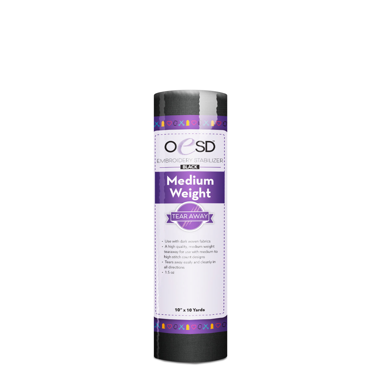 OESD Medium Weight Tear Away Black 10" x 10 yards Stabilizer