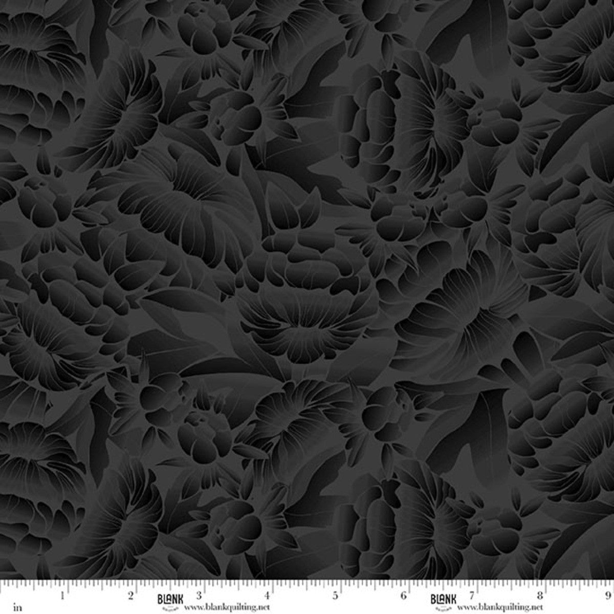 FLORIQUE 118" Ombre Floral Charcoal Wide Back Yardage