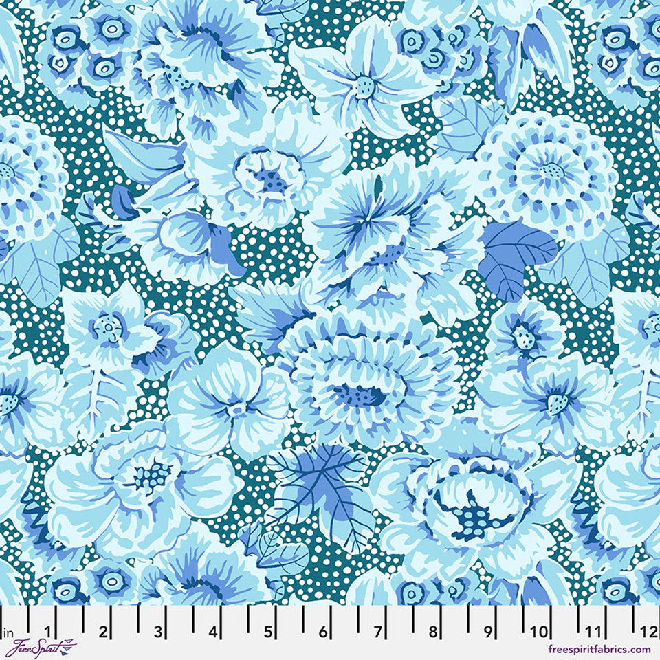 KAFFE: FROM THE ARCHIVES Floral with Dots - Blue Yardage