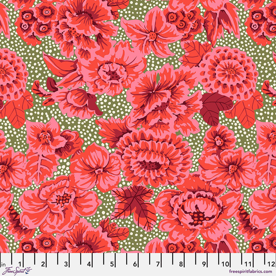 KAFFE: FROM THE ARCHIVES Floral with Dots - Red Yardage
