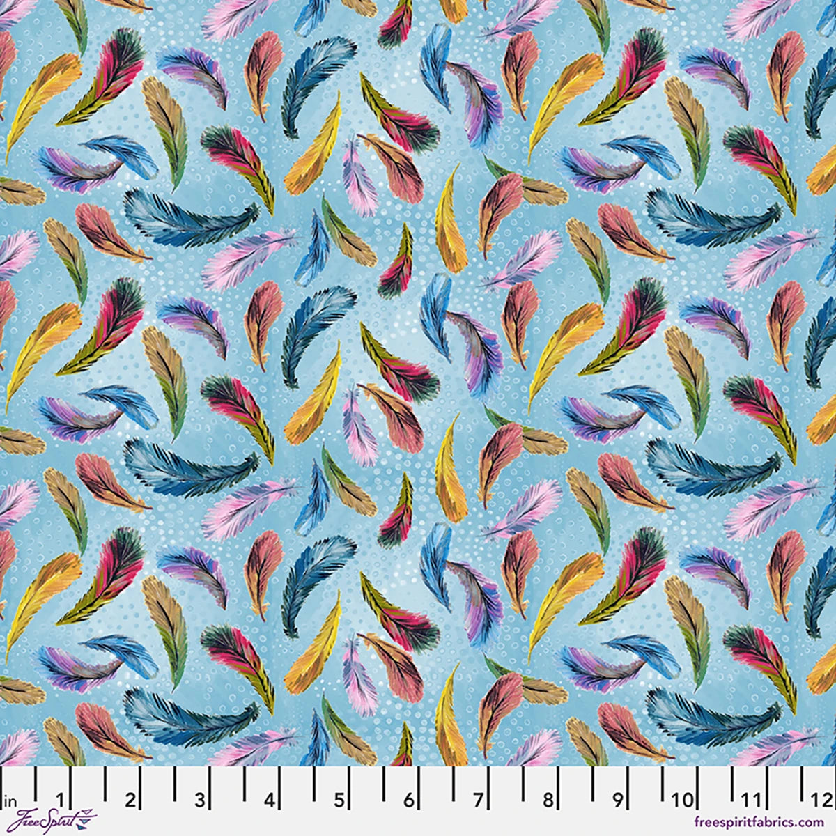 BIRDS OF A FEATHER Feathers Blue Yardage