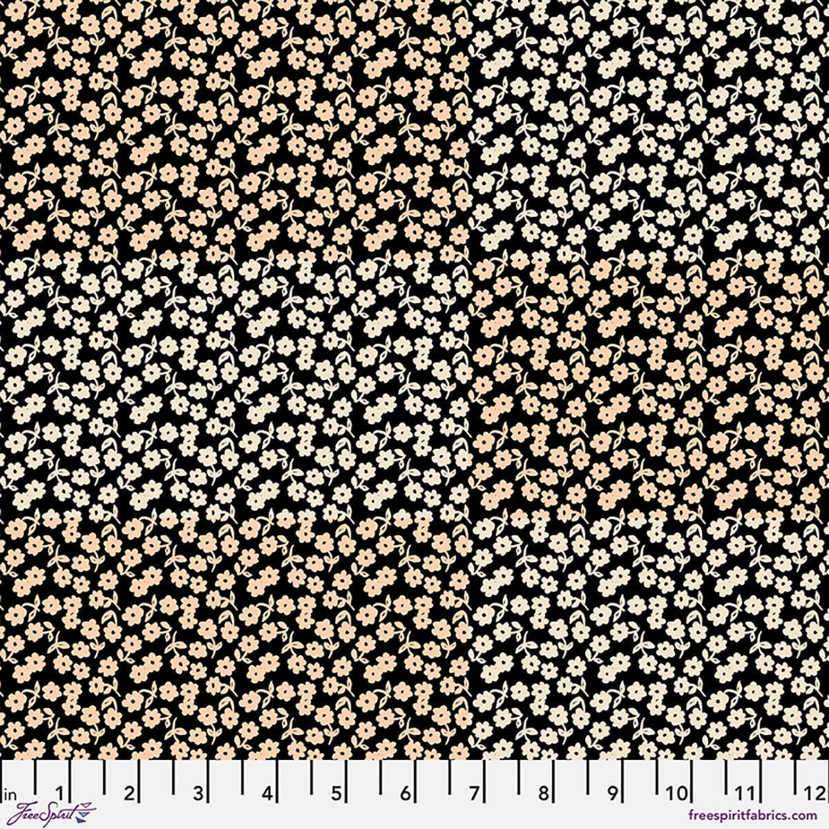 LAST FALL IN JAPAN Little Flowers Black Yardage