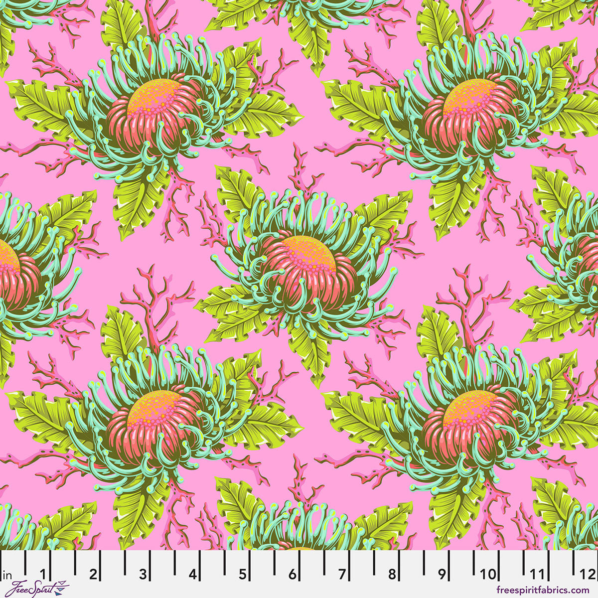 FLORAL REEF Friends & Anemones - Coralline Yardage