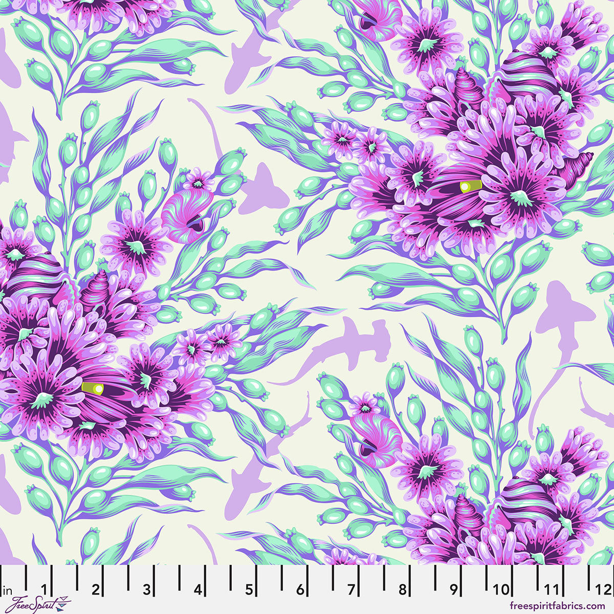 FLORAL REEF Shadow Sharks - Ultraviolet Yardage