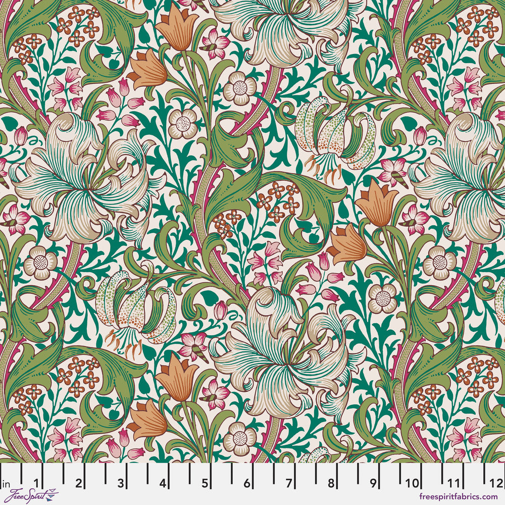 BEDFORD PARK Golden Lily - Fuchsia Yardage