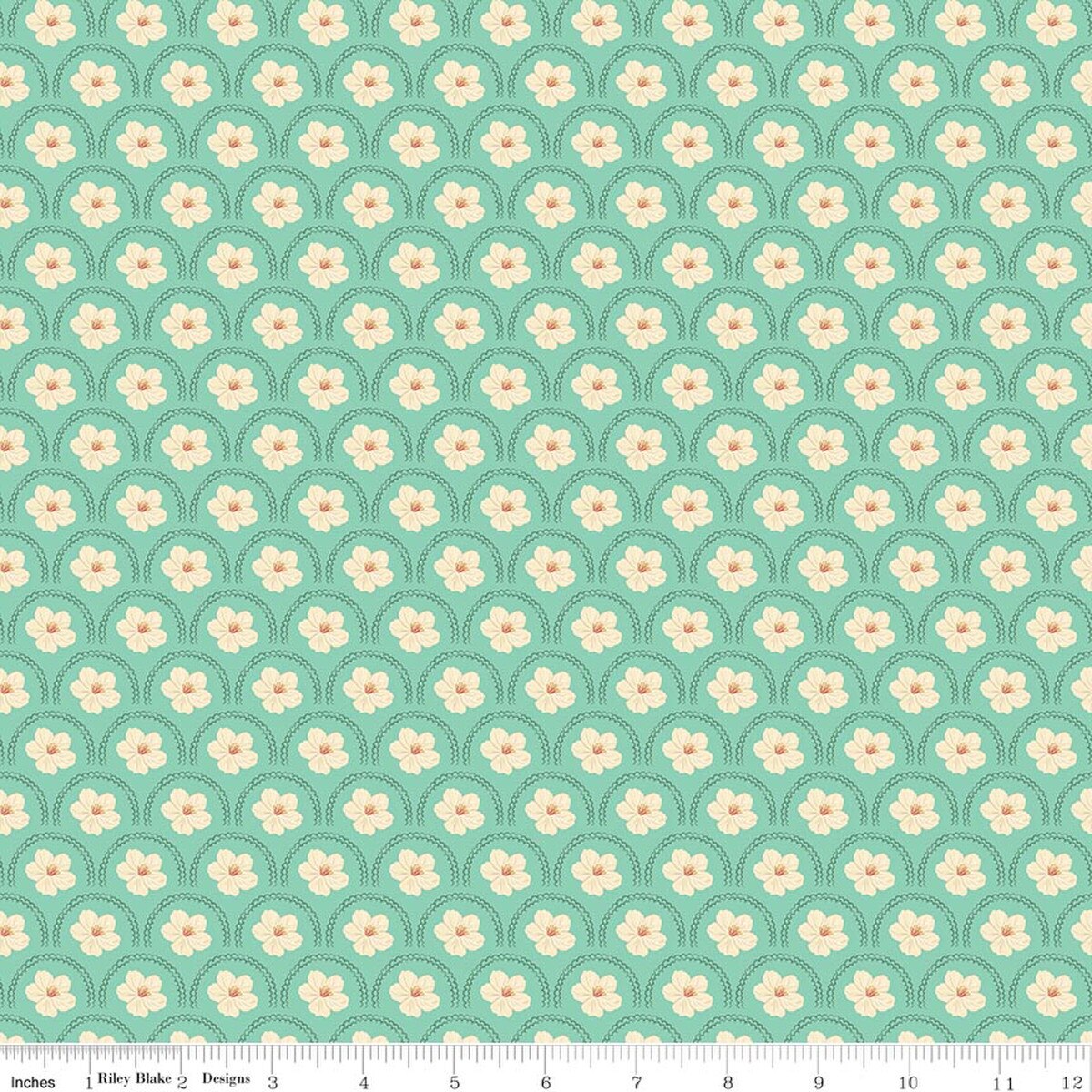 SOUTHERN CHARM Peach Blossoms Mint Yardage