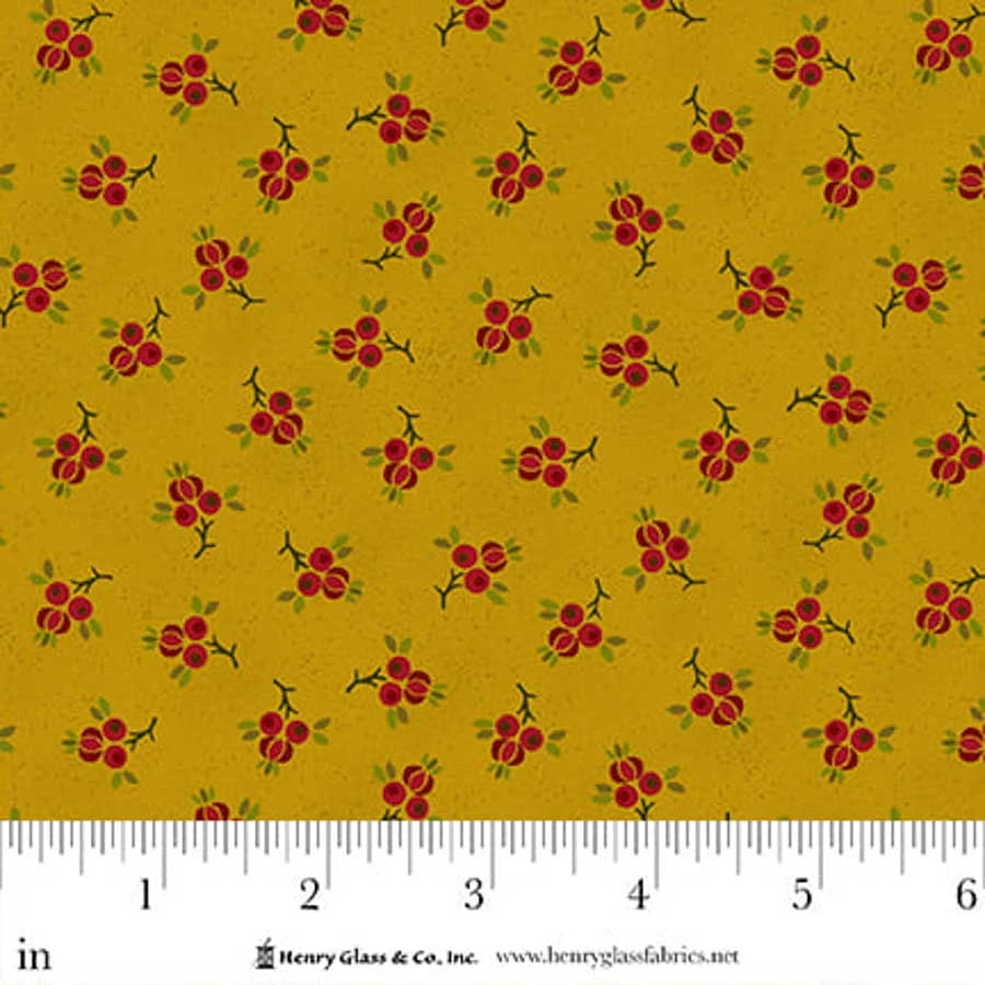 FLOWER POT PRINTS Plucked Pomegranates Gold Yardage