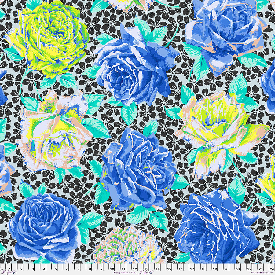KAFFE FASSETT COLLECTIVE Rose Bloom Blue Yardage