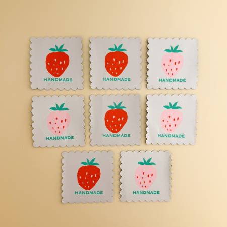 Minki Kim Scalloped Strawberry Woven Labels