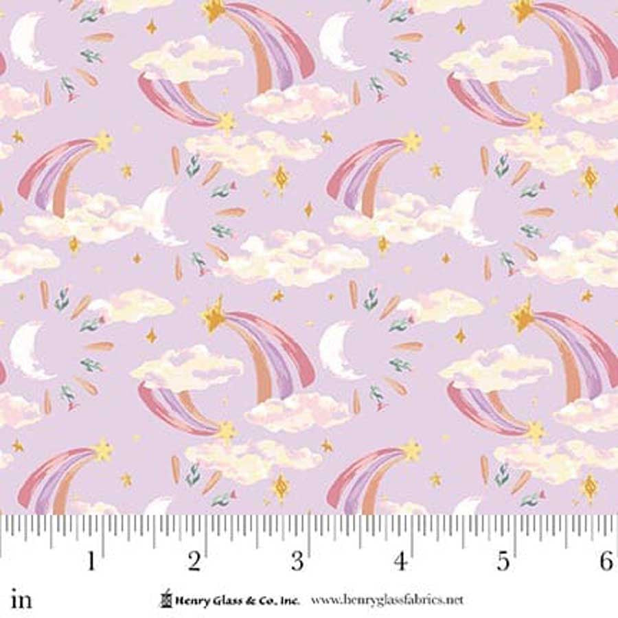 MY DARLING UNICORN Shooting Stars and Clouds Lavender Yardage