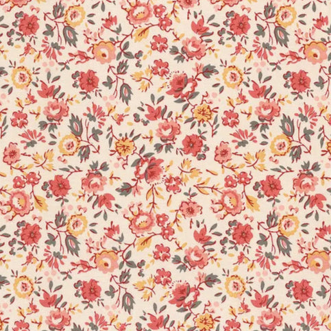 4 1/4yard PIECE & PLENTY Coral Floral