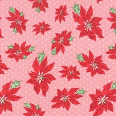SWEET CHRISTMAS Pink Buttermint Poinsetta Yardage