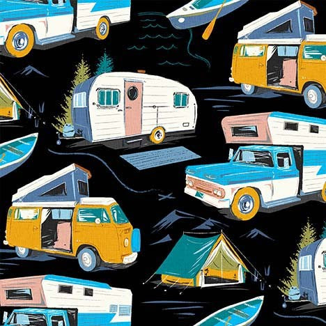 3 3/4 yards ROAD TRIP Vehicles Black