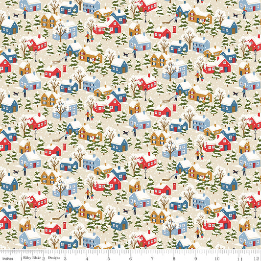 FESTIVE GREETINGS Festive Village B Yardage