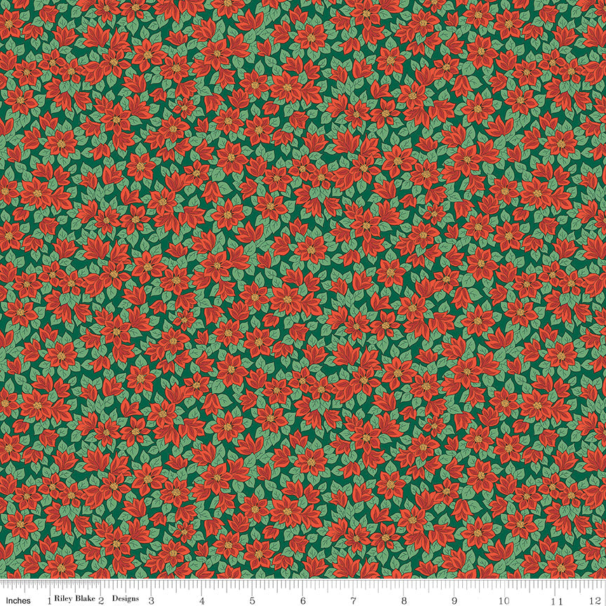 FESTIVE GREETINGS Peaceful Poinsettias A Yardage