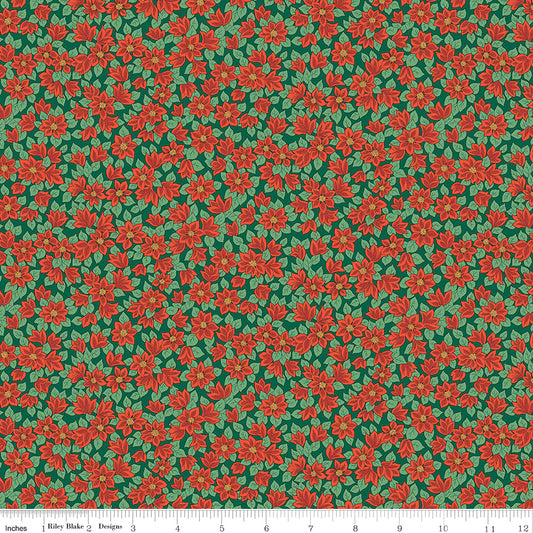 FESTIVE GREETINGS Peaceful Poinsettias A Yardage